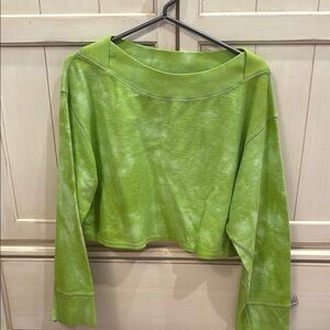 Free People Green Relaxed Crop Long Sleeve Sweatshirt
